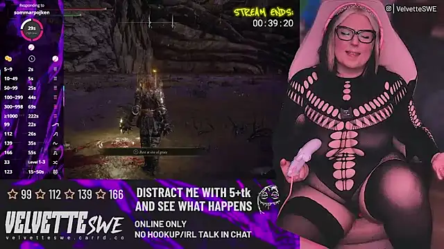 Chat +18 de VelvetteSWE ao vivo