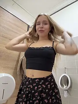 Liza_risky - Pinch hard nipples near urinal