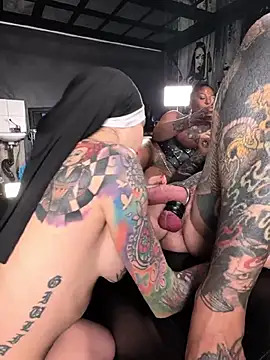 DarkDea - Double Sloppy Deep Blowjob Slut & Nun